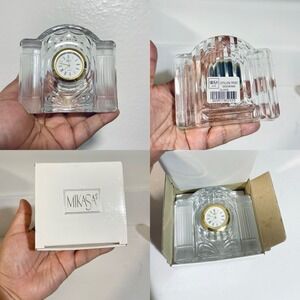 Mikasa Crystal 'Cotillion Frost' Analog Quartz Clock New In Box Vintage